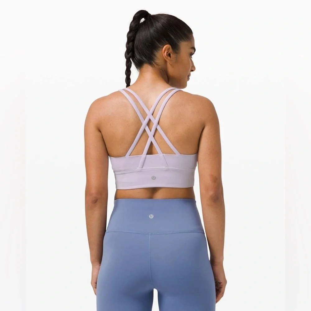 Lululemon Ribbed Energy Bra Long Line Medium Support B-D Cup Lavender Size 4